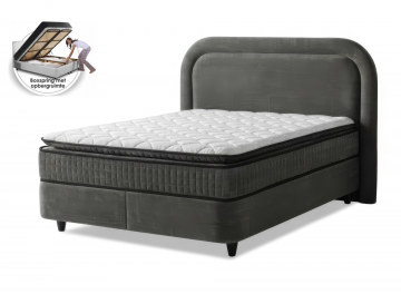 Boxspring nano opbergbed zachte stof in donkergrijs