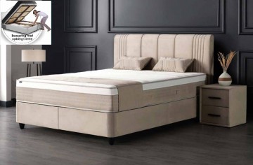 Boxspring nora opbergbed beige complete set