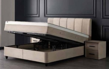 Boxspring nora opbergbed beige open bak