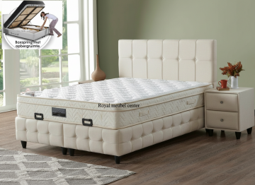 Boxspring paleis opbergbed cream