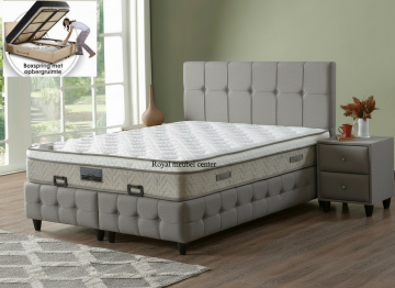 Boxspring paleis opbergbed grijs