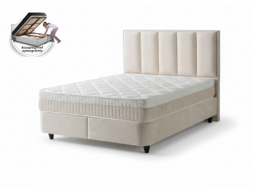 Boxspring parel opbergbed zachte stof in parelwit