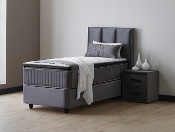 Boxspring piano 1 persoons opbergbed 90 x 200 cm grijze bed