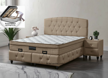 Boxspring praag opbergbed bruin