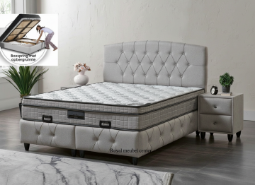 Boxspring praag opbergbed grijs