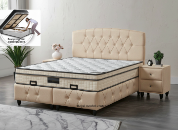 Boxspring praag opbergbed taupe