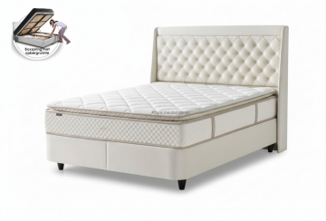 Boxspring rixos opbergbed set luxe velvet stof ecru