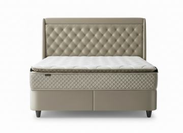 Boxspring rixos opbergbed set luxe velvet stof taupe