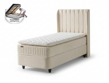 Boxspring ruby 1 persoons opbergbed set velvet beige
