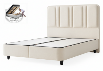 Boxspring sara opbergbed zonder matras luxe zachte stof ecru 1