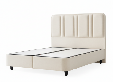 Boxspring sara opbergbed zonder matras luxe zachte stof ecru