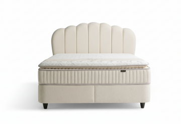 Boxspring set stella opbergbed lichte cremekleur