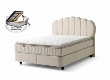 Boxspring stella opbergbed lichte cremekleur
