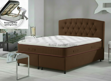 Boxspringsuna opbergbed bruin