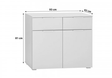 Commode alaska zijdegrijs 2 laden 2 deuren 4
