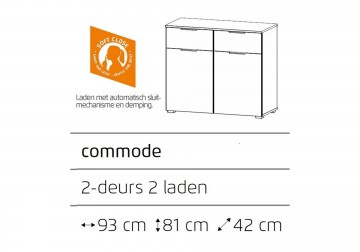 Commode alaska zijdegrijs 2 laden 2 deuren 6