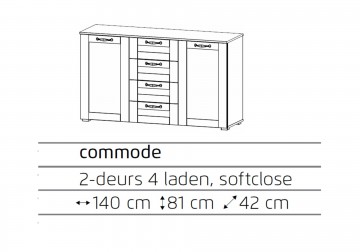 Commode dressoir cotta wit 140 cm 5