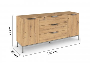 Commode dressoir finesse eiken artisan 160 cm 3