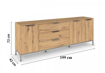 Commode dressoir finesse eiken artisan 199 cm 2