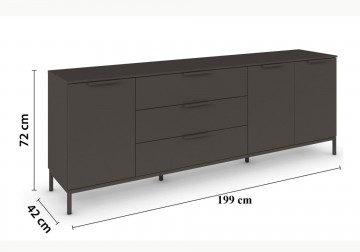 Commode dressoir finesse grafiet grijs 199 cm 2
