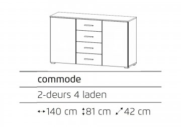 Commode dressoir fly eiken sonoma 140 cm 3