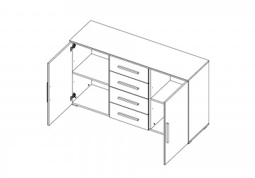 Commode dressoir fly grijs metallic 140 cm 3