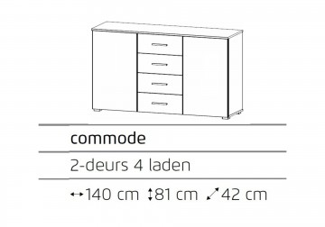 Commode dressoir fly grijs metallic 140 cm 4
