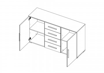 Commode dressoir fly wit 140 cm 3