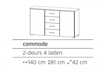Commode dressoir fly wit 140 cm 4
