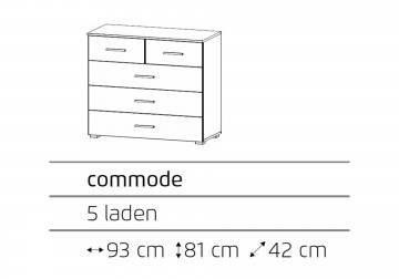 Commode ladekast fly grijs metallic 93 cm 3