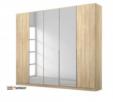 Draaideur kledingkast 226 cm alaska eiken sonoma spiegel deuren