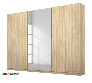 Draaideur kledingkast 271 cm alaska eiken sonoma spiegel deuren