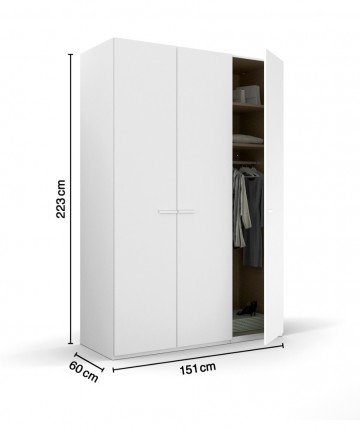 Draaideur kledingkast classic wit 3 deuren open deur