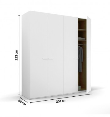 Draaideur kledingkast classic wit 4 deuren open deur