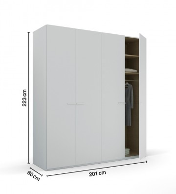 Draaideur kledingkast classic zijdegrijs 4 deuren open deur