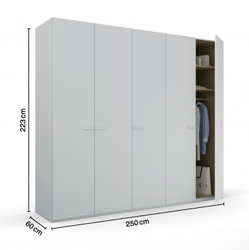 Draaideur kledingkast classic zijdegrijs 5 deuren open deur