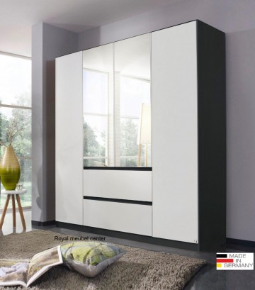 Draaideur linnenkasten main metallic grijs alpine wit met spiegel 181 cm