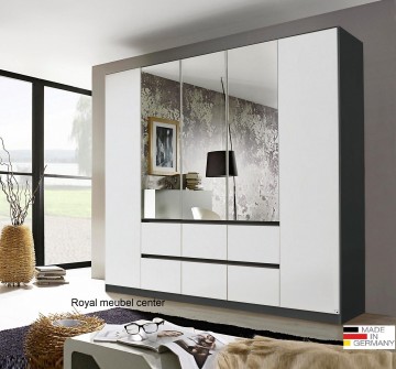 Draaideur linnenkasten main metallic grijs alpine wit met spiegel 226 cm 0