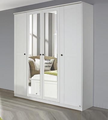 Draaideur linnenkasten swiss wit spiegel 4 deuren 0