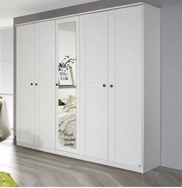 Draaideur linnenkasten swiss wit spiegel 5 deuren 0