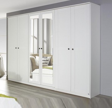 Draaideur linnenkasten swiss wit spiegel 6  deuren 0