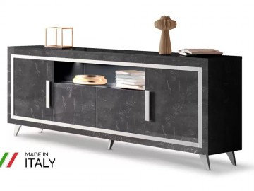 Dressoir silver hoogglans antraciet 207 cm met led lamp