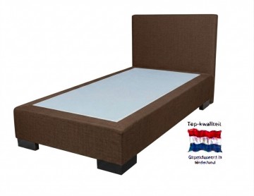 Eenpersoons boxspring elanza   zonder matras   bruin