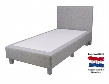 Eenpersoons vlakke boxspring roma  zonder matras   lichtgrijs