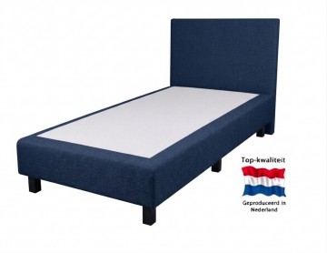 Eenpersoons vlakke boxspring roma  zonder matras   navyblauw