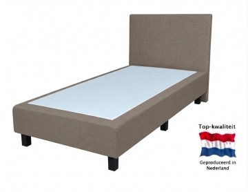 Eenpersoons vlakke boxspring roma  zonder matras   taupe