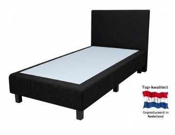 Eenpersoons vlakke boxspring roma  zonder matras   zwart
