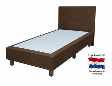 Eenpersoons vlakke boxspring roma  zonder matras  bruin