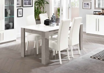 Eettafel granada hoogglans wit marmer beton 1