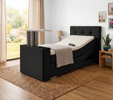 Elektrische 1 persoons boxspring nexa met tv lift voetbord zwart